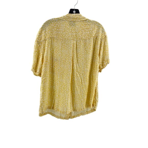 American Eagle Women's Yellow Floral Short Sleeve Button Shirt Top Size S - Picture 6 of 11